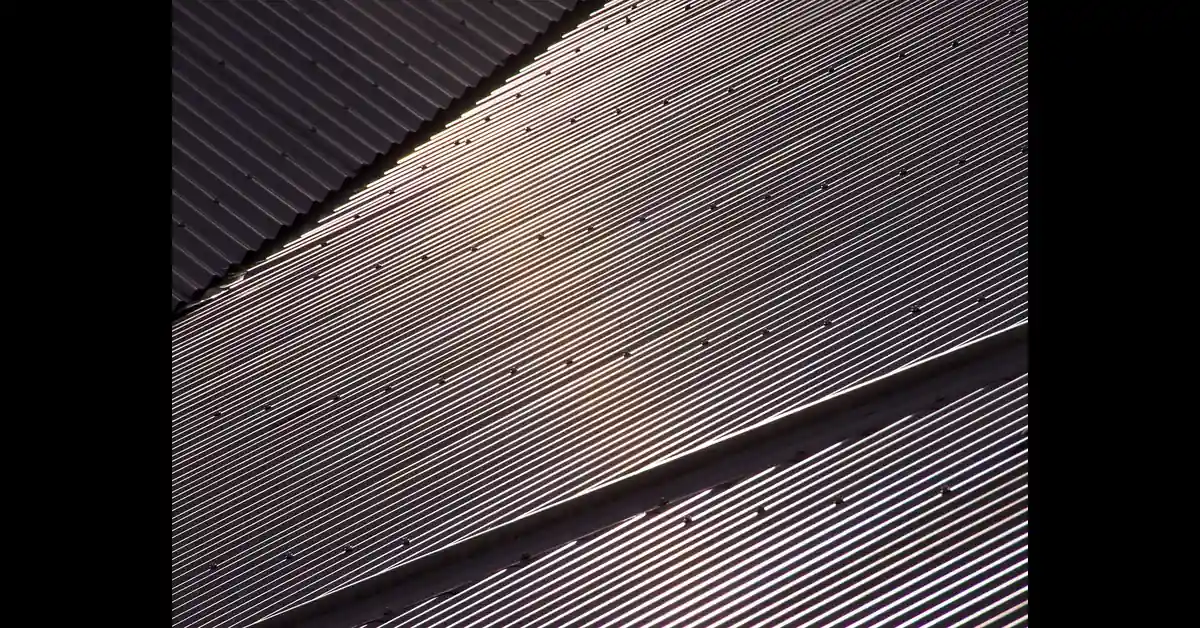 corrugated steel roof panels on a metal building