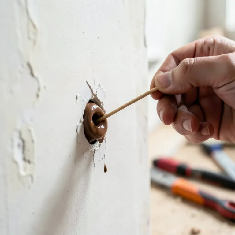 Filling a stripped anchor hole with expanding glue and a toothpick
