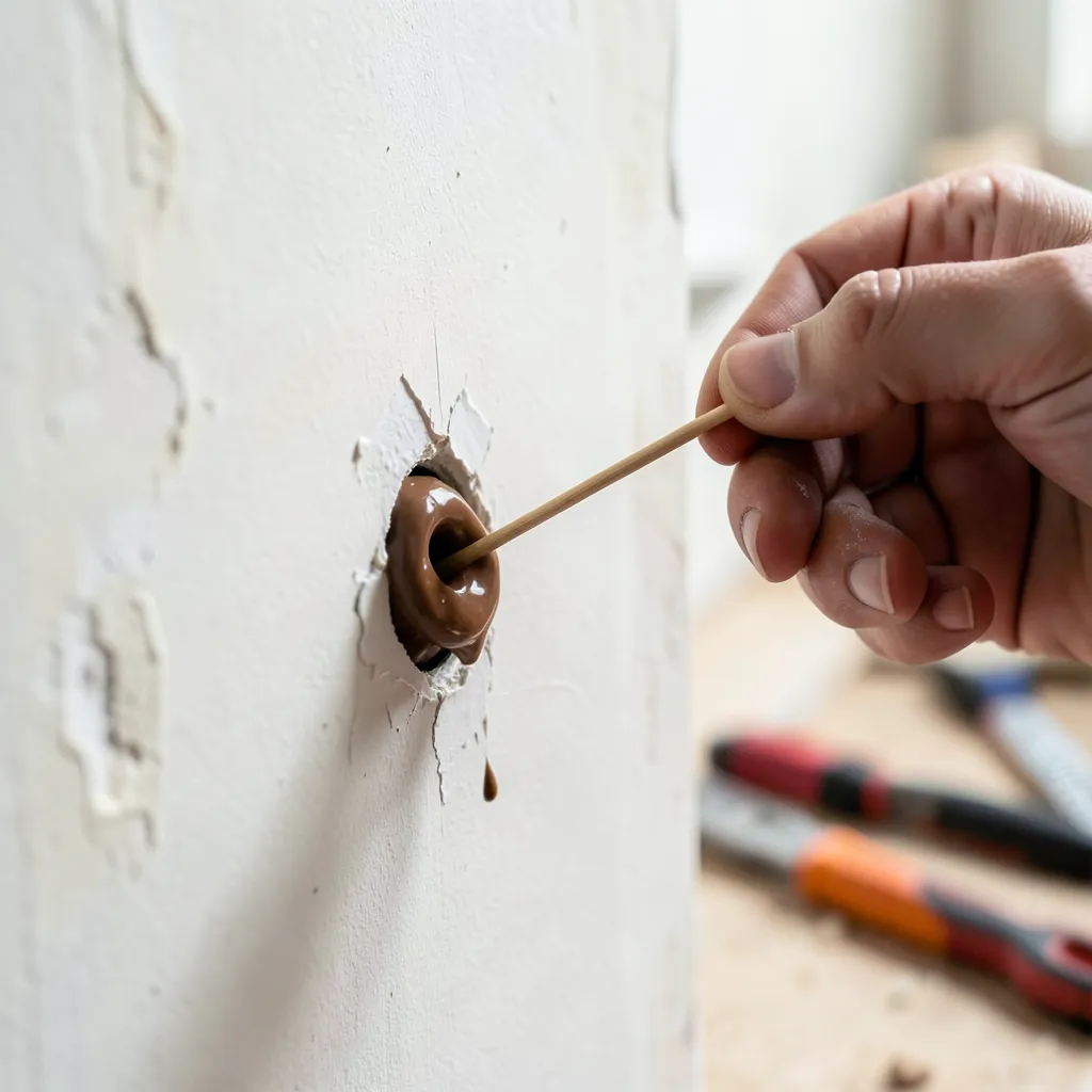 Filling a stripped anchor hole with expanding glue and a toothpick