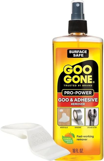 Goo Gone Pro-Power adhesive remover spray with scraper