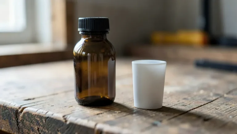 Bottle of polyurethane wood glue next to a small tube of super glue on a workbench