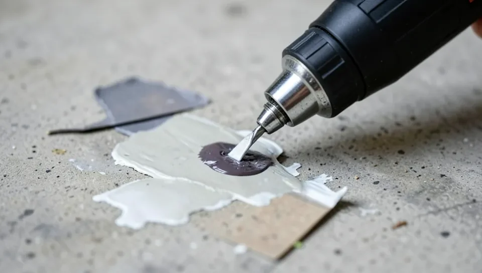 Heat softens paint enough to scrape off without chemical strippers