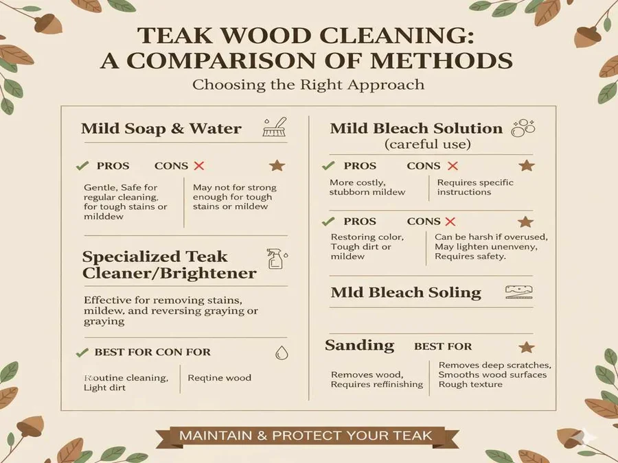 Comparing teak wood cleaning methods