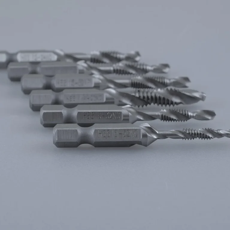 Set of metal drill bits in various sizes