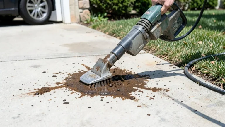 Pressure washing is the most effective chemical-free method for most paint on concrete