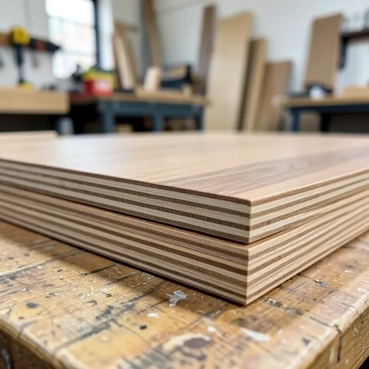 cross-section of engineered hardwood flooring planks showing layered construction