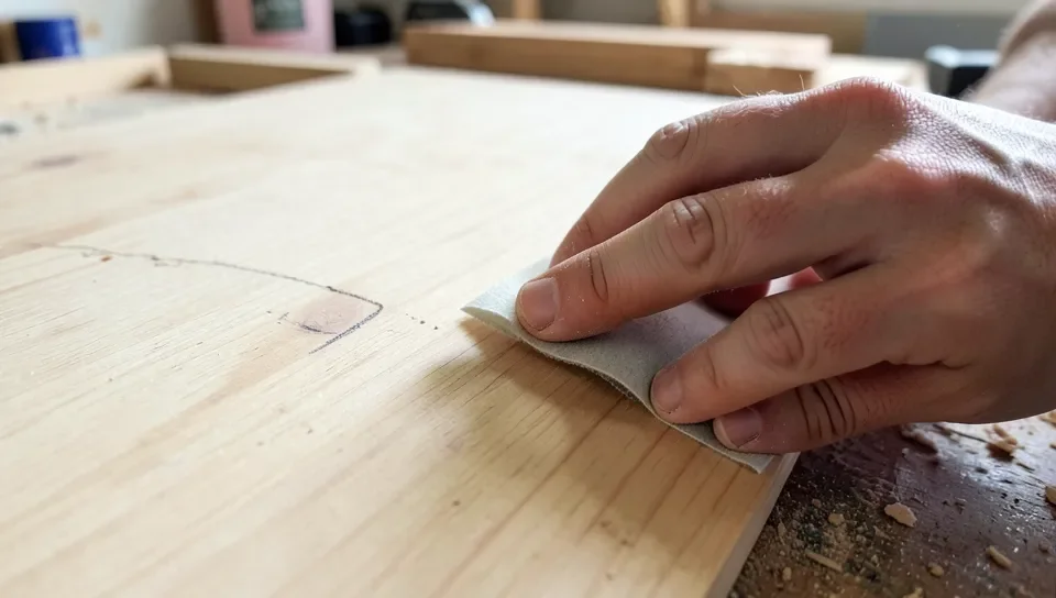 Sanding a stubborn marker stain off bare wood