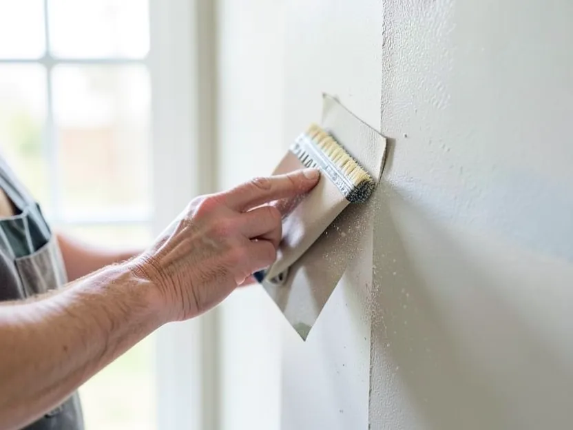 Sanding a wall to prepare the surface before applying a new coat of paint