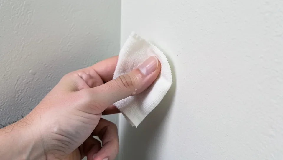 Spot-testing a cleaning solution on a painted wall