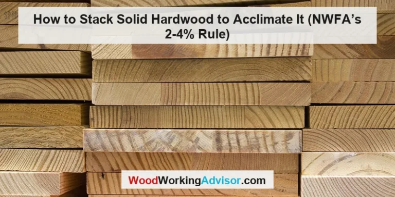 Stacked solid hardwood lumber boards for acclimation