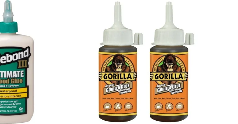 Titebond III wood glue next to Gorilla Original polyurethane glue bottles