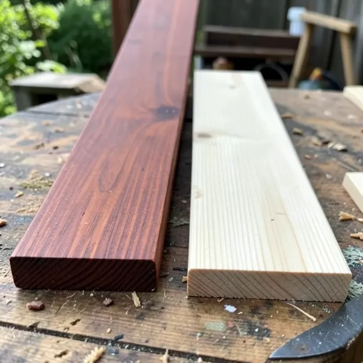 Two cedar board samples showing different natural color grades side by side