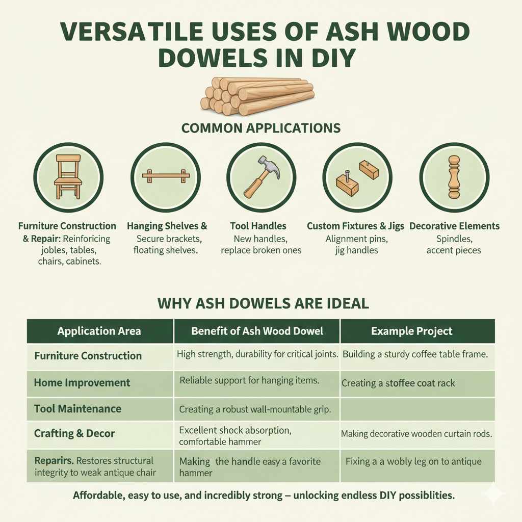Applications of Ash Wood Dowels in DIY Projects
