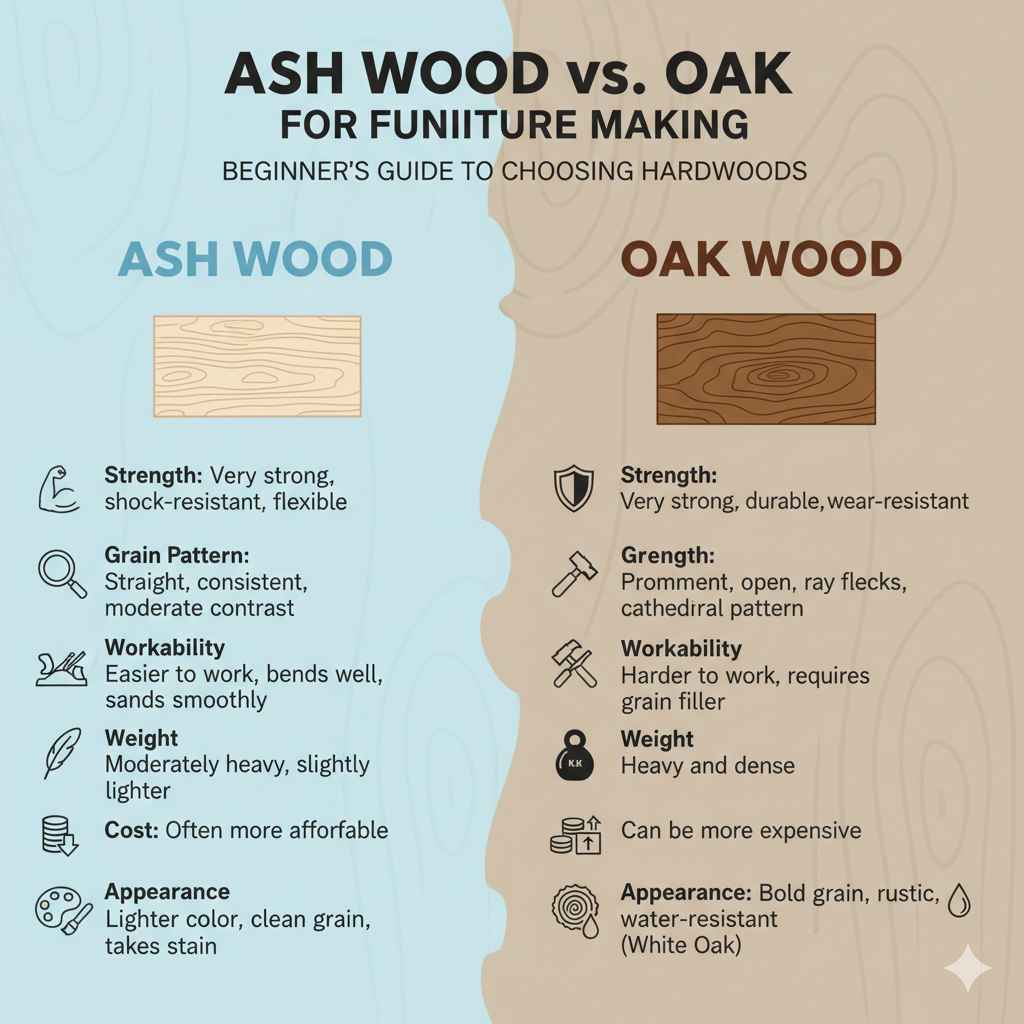 Ash Wood vs. Oak for Furniture Making