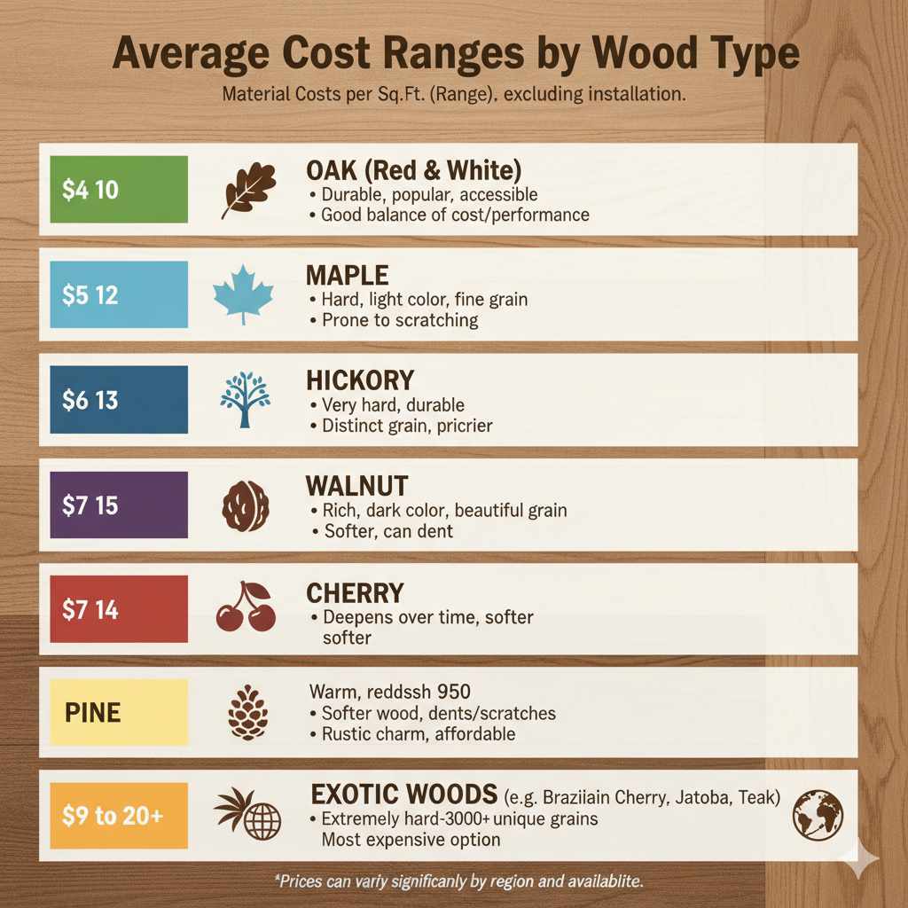 Average Cost Ranges by Wood Type