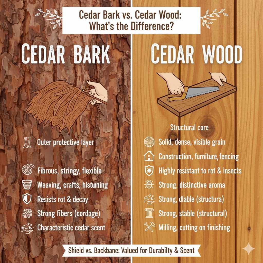 Cedar Bark vs. Cedar Wood