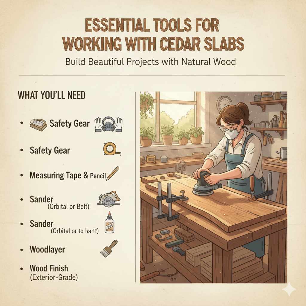 Essential Tools for Working with Cedar Slabs