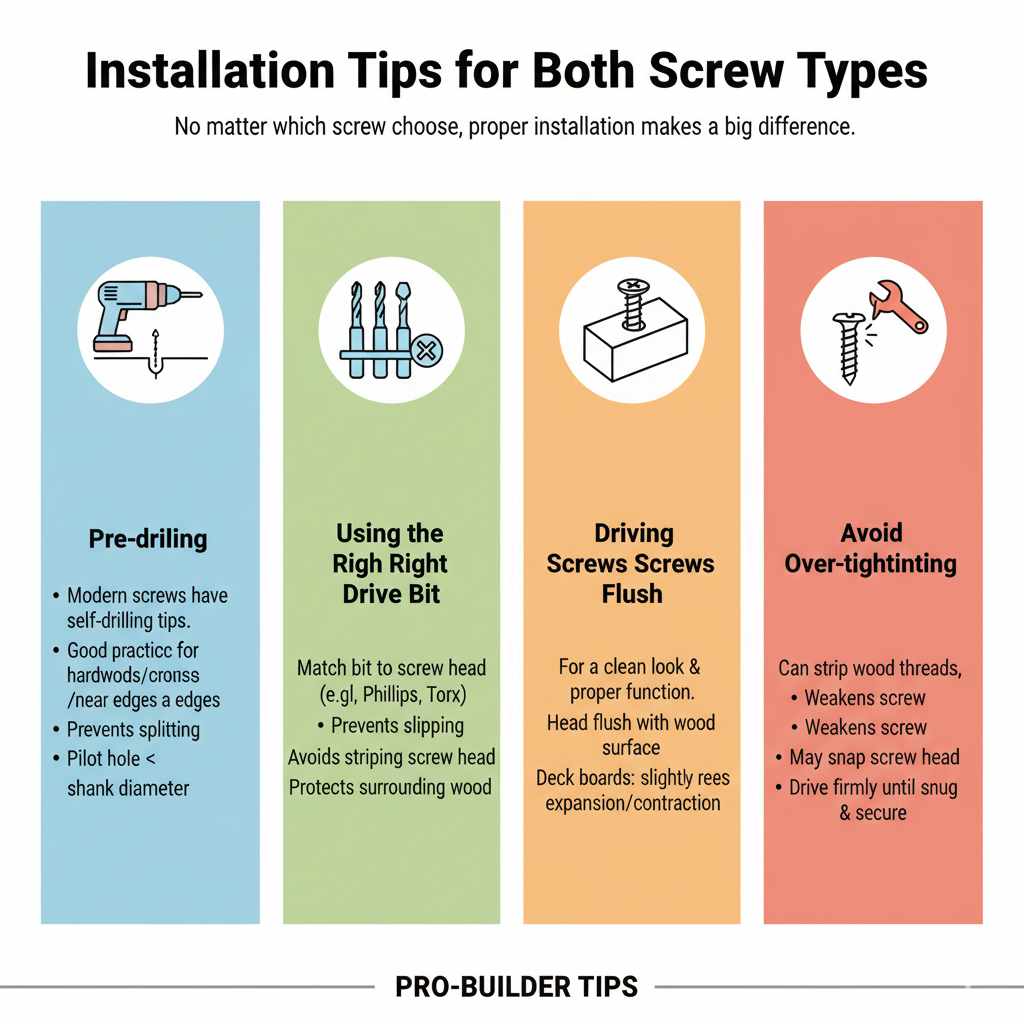 Installation Tips for Both Screw Types