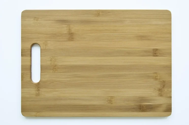 Bamboo board showing the laminated strip lines that separate bamboo from solid acacia wood