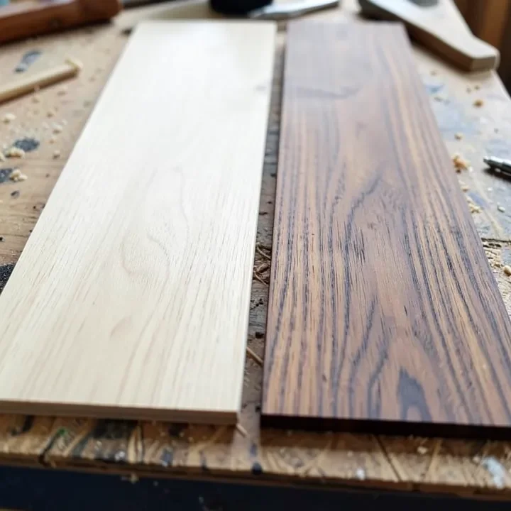 ash wood sample compared side by side with darker walnut wood ash wood sample compared side by side with darker walnut wood
