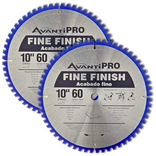 AvantiPro by Freud 10 inch 60-tooth fine finish carbide-tipped saw blade, 2-pack