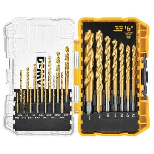 DEWALT DW1361 21-piece titanium pilot point drill bit set with case