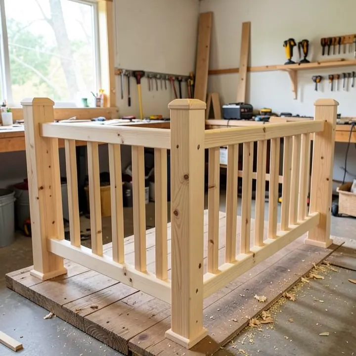DIY wood deck railing kit cedar pine posts balusters