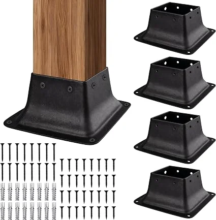 LADECH 4x4 Post Base Brackets, Powder Coated Steel (4-Pack)