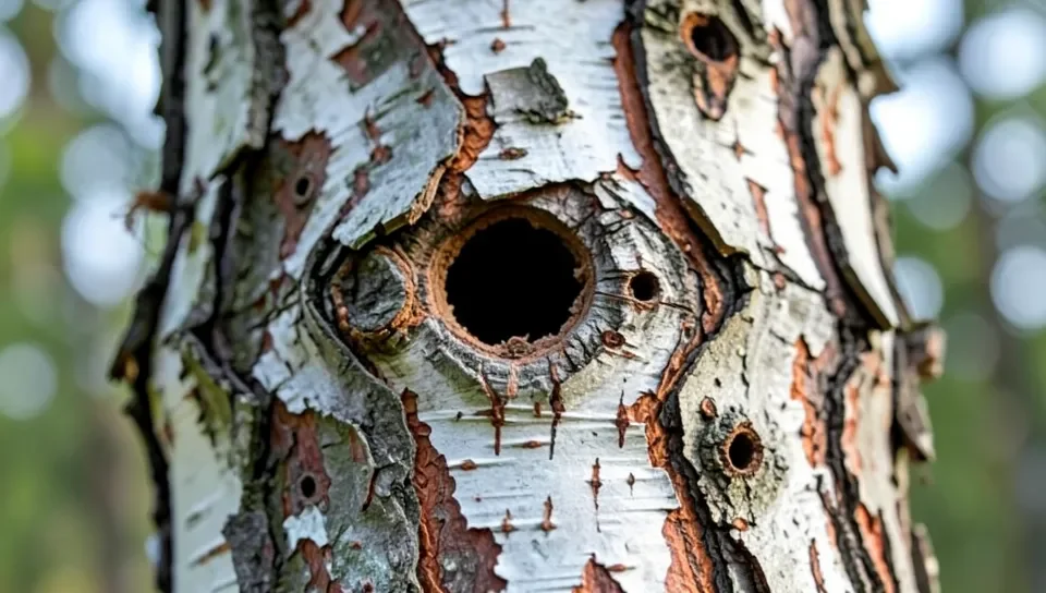 An ash tree showing emerald ash borer damage