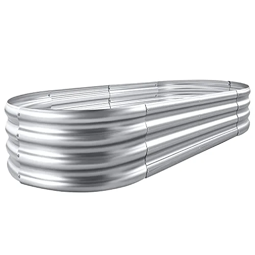 Land Guard galvanized oval raised garden bed kit