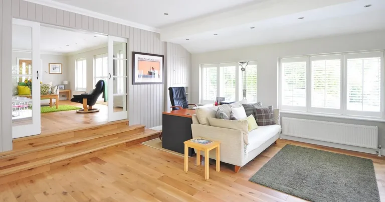 bright living room with a sealed oak hardwood floor