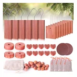 Woodever Cedar Blocks for Clothes Storage, 56 Pieces Woodever 56-piece cedar block, chip and ball set with metal hooks for closets and drawers
