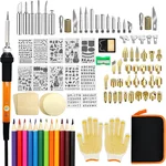 110-piece wood burning kit with pyrography pen, tips, stencils and wood blanks