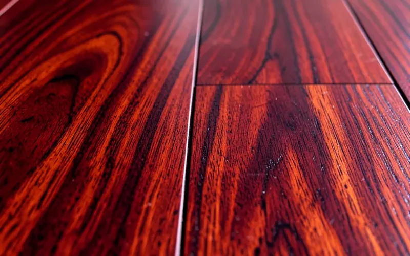 close-up of deep red-brown Brazilian cherry Jatoba hardwood floor grain close-up of deep red-brown Brazilian cherry Jatoba hardwood floor grain