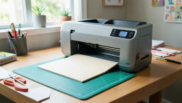Cricut Explore Air 2 cutting thin balsa wood on a cutting mat