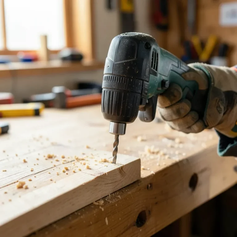 Cordless drill fitted with a DIY hex socket drill bit extension