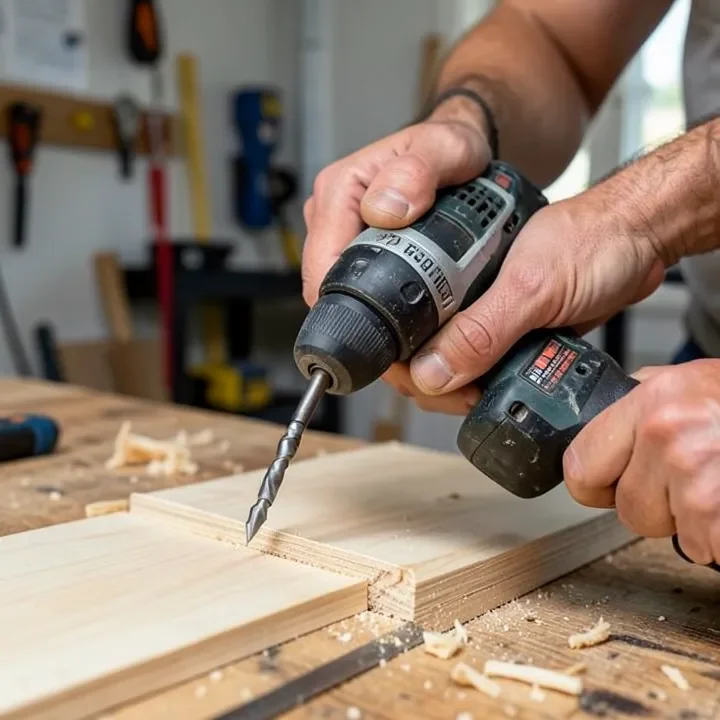 Testing an assembled drill bit extension at low speed against a scrap board