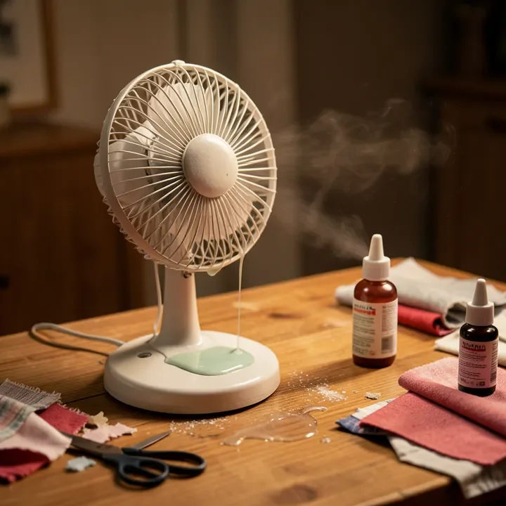 Desk fan speeding up tacky glue drying time on a felt craft project