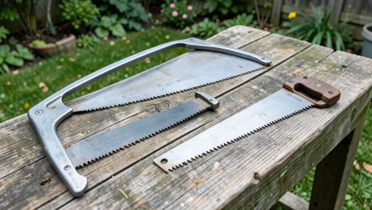 Bow saw and folding pruning saw side by side comparison