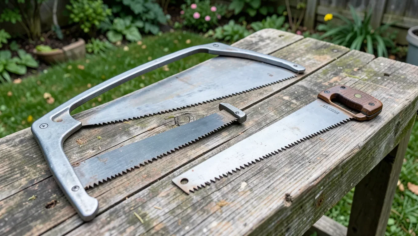 Bow saw and folding pruning saw side by side comparison