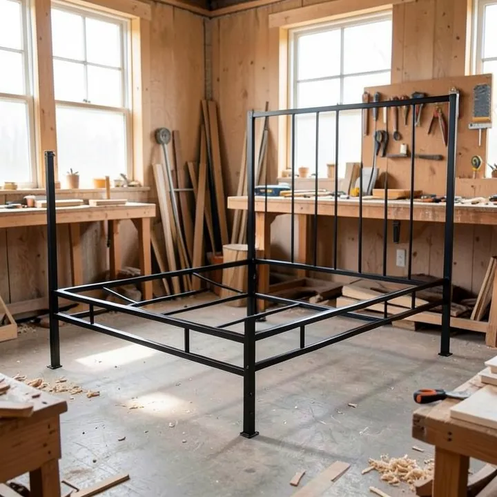 VASAGLE queen metal platform bed frame, 14 inches tall, black steel