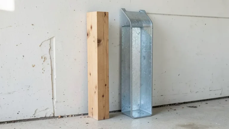 A wood 2x4 framing stud standing next to a galvanized metal C-shaped steel stud, side by side comparison
