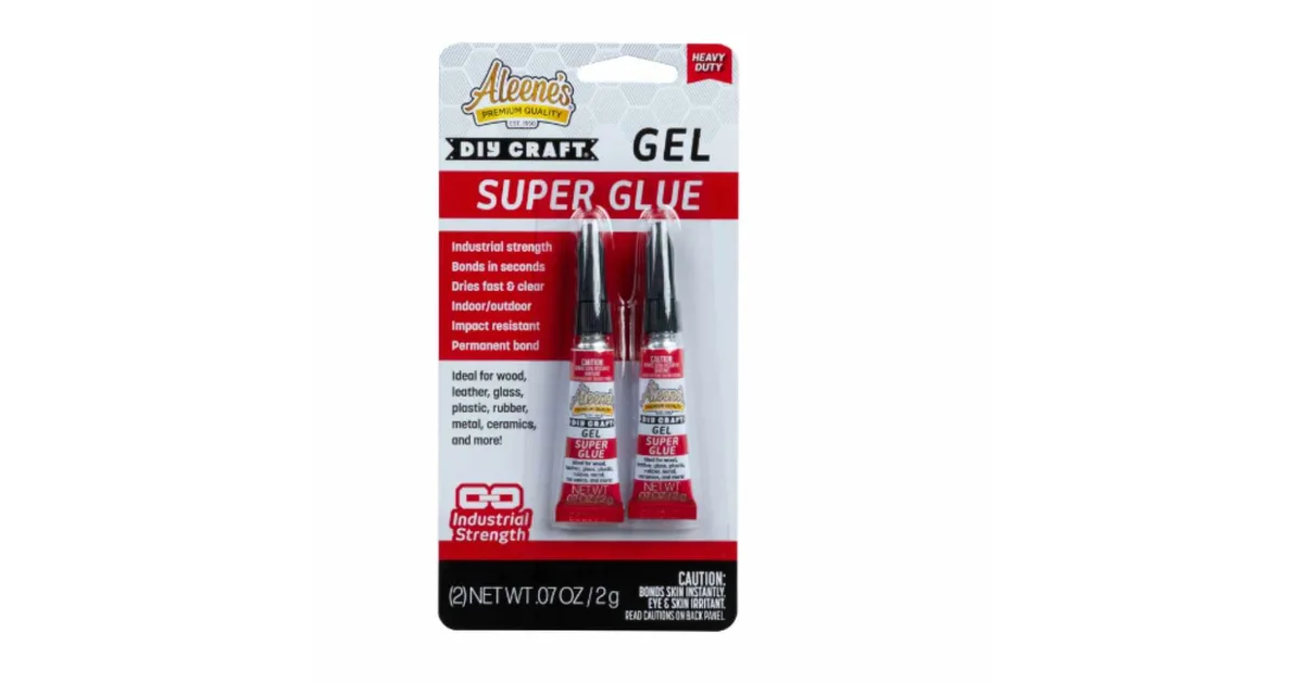 Sealed Super Glue package showing typical unopened shelf life before expiration