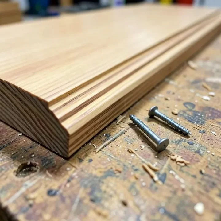 L-cleat nails and staples compared next to hardwood flooring tongue and groove boards
