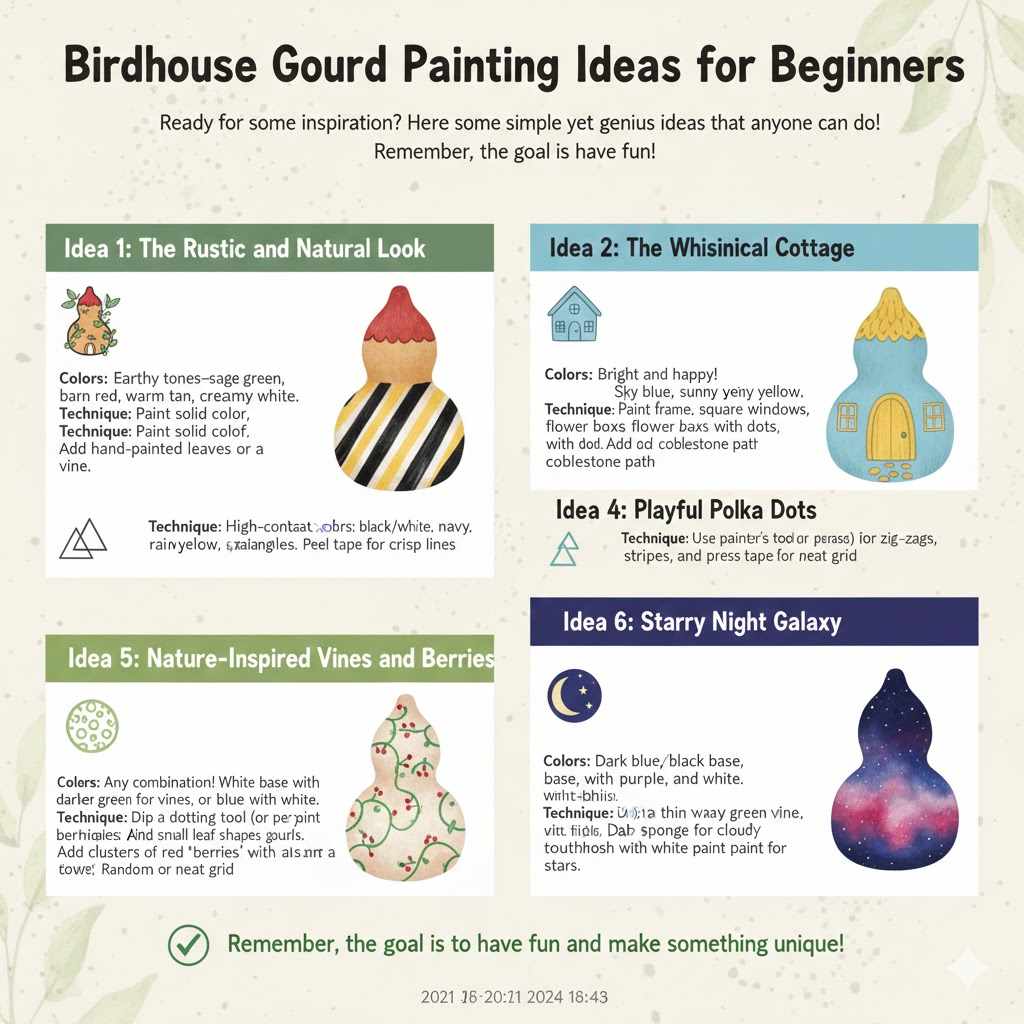 Birdhouse Gourd Painting Ideas for Beginners 