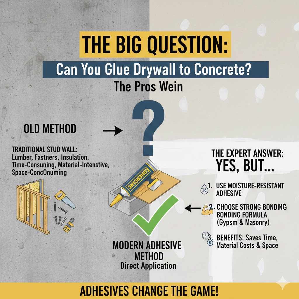 Can You Glue Drywall to Concrete? 