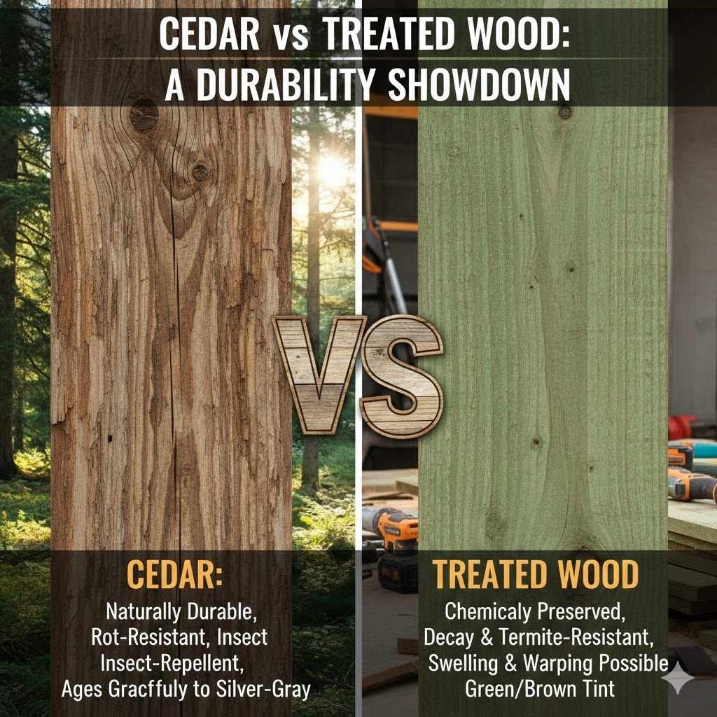 Cedar vs Treated Wood