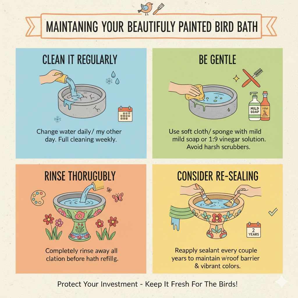 Maintaining Your Beautifully Painted Bird Bath