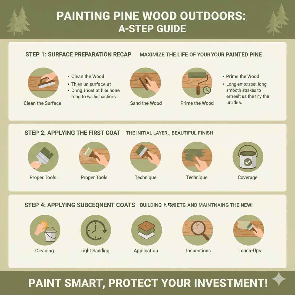 Painting Pine Wood Outdoors