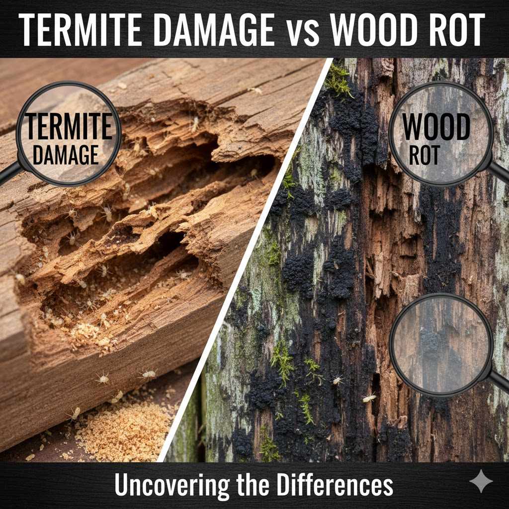 Termite Damage vs Wood Rot